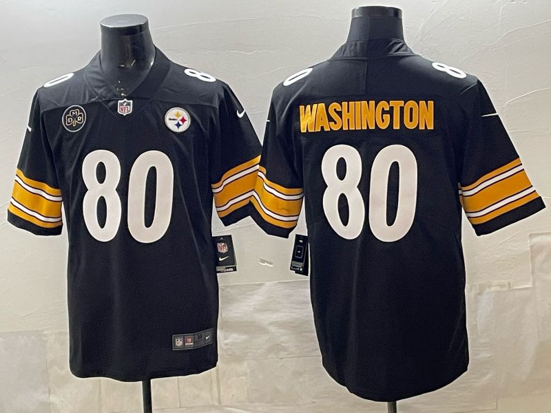 Men 2026 Pittsburgh Steelers #80 Washington Black Nike Limited NFL Jersey 02
